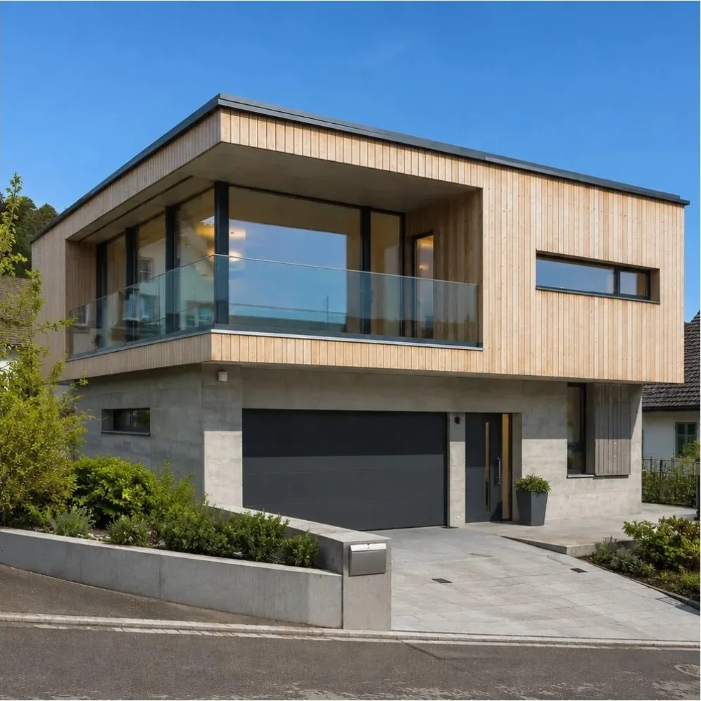 Einfamilienhaus mit Holz- und Betonfassade